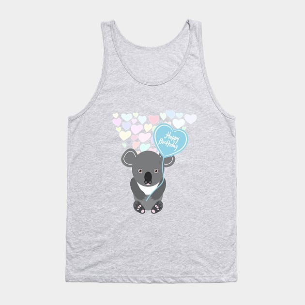 Happy Birthday Card Cute Gray Koala Tank Top by EkaterinaP